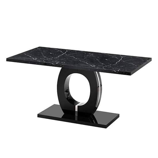 Read more about Halo high gloss dining table in milano marble effect