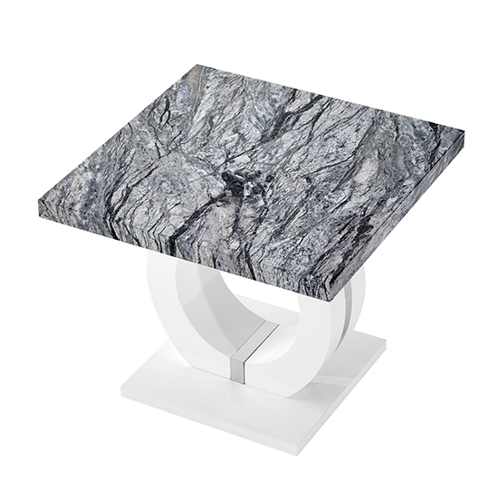 Halo High Gloss Lamp Table In Melange Marble Effect