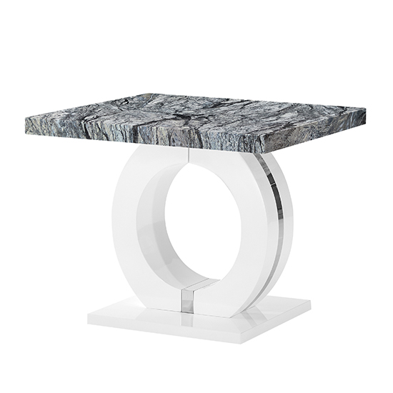 Halo High Gloss Lamp Table In Melange Marble Effect