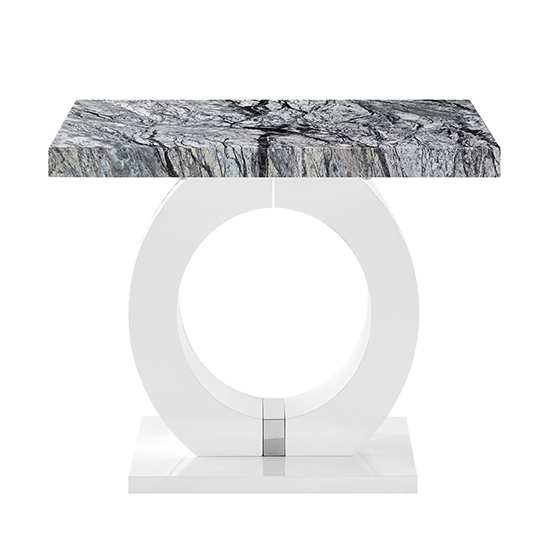 Halo High Gloss Lamp Table In Melange Marble Effect