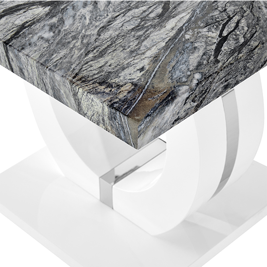 Halo High Gloss Lamp Table In Melange Marble Effect