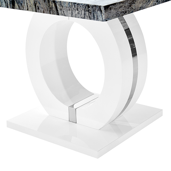 Halo High Gloss Lamp Table In Melange Marble Effect