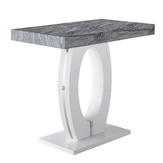 Halo Melange High Gloss Bar Table With 4 Ripple Grey Stools