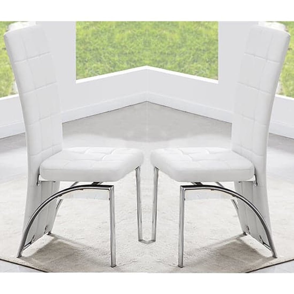 Halo Milo Marble Effect Dining Table 6 Ravenna White Chairs
