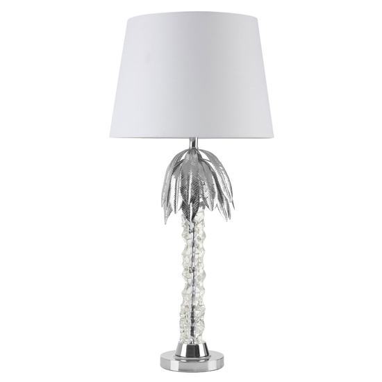 Halta White Fabric Shade Table Lamp With Aluminium Base_1