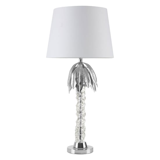Product photograph of Halta White Fabric Shade Table Lamp With Chrome Metal Base from Furniture in Fashion
