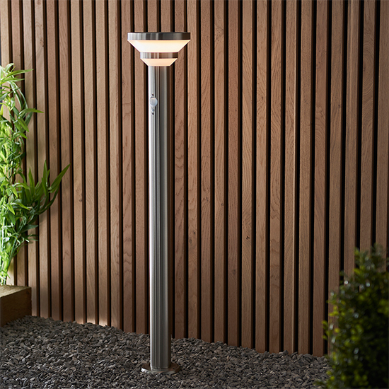 Halton LED PIR Outdoor Bollard Photocell In Brushed Steel