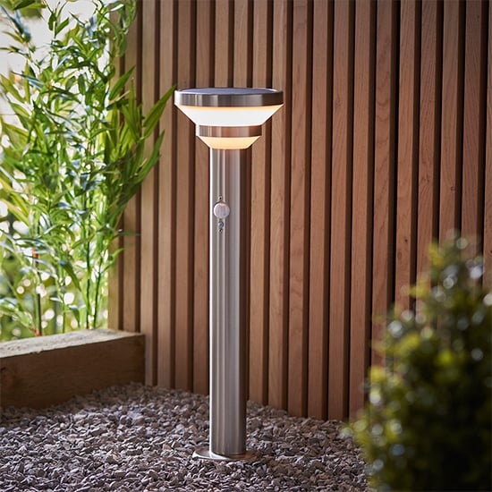 Product photograph of Halton Led Pir Outdoor Post Photocell In Brushed Steel from Furniture in Fashion