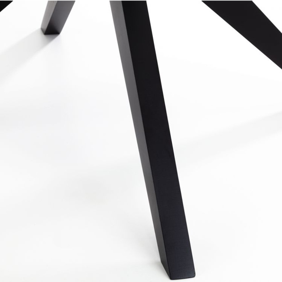 Halver Round Clear Glass Dining Table With Black Wooden Legs