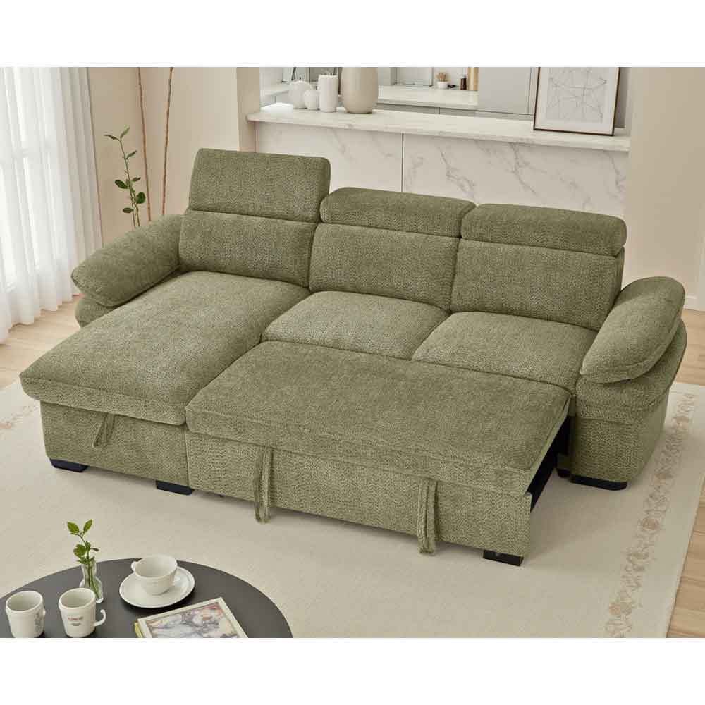 Halzen Fabric Corner SofaBed in Green