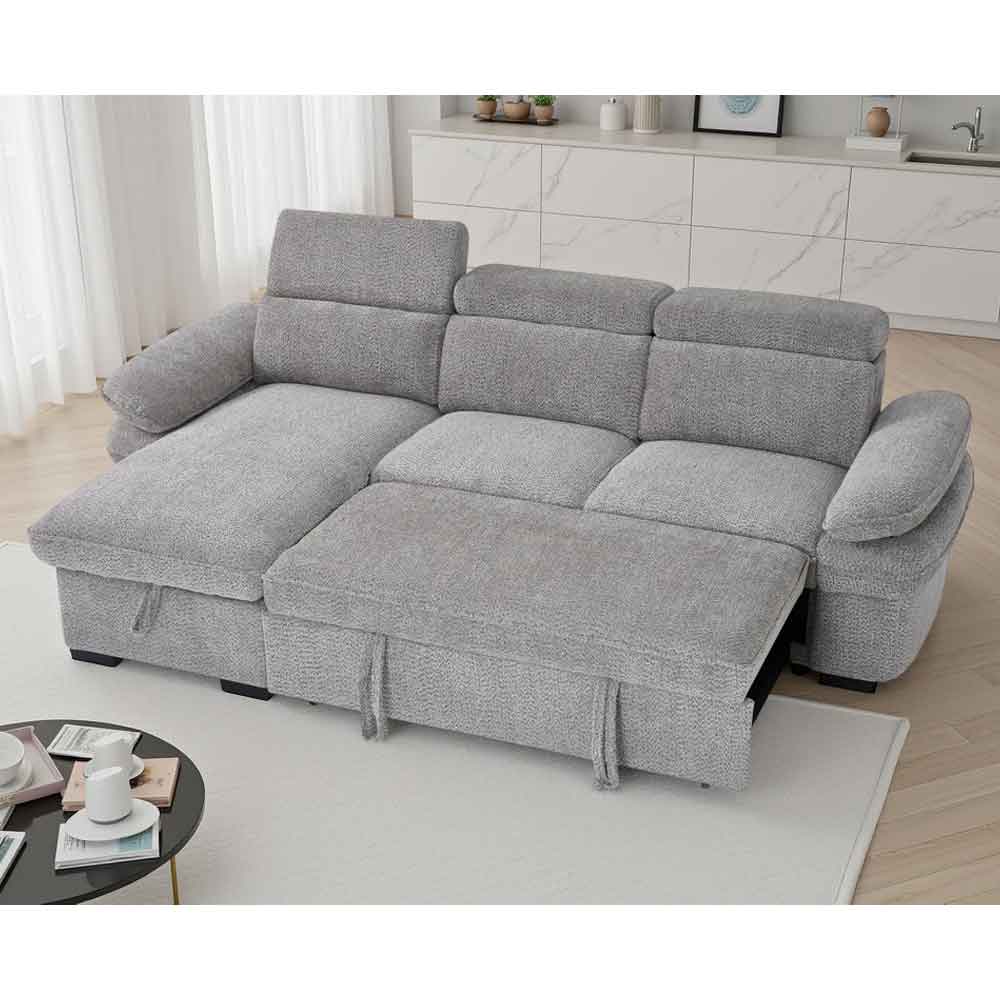 Halzen Fabric Corner SofaBed in Grey