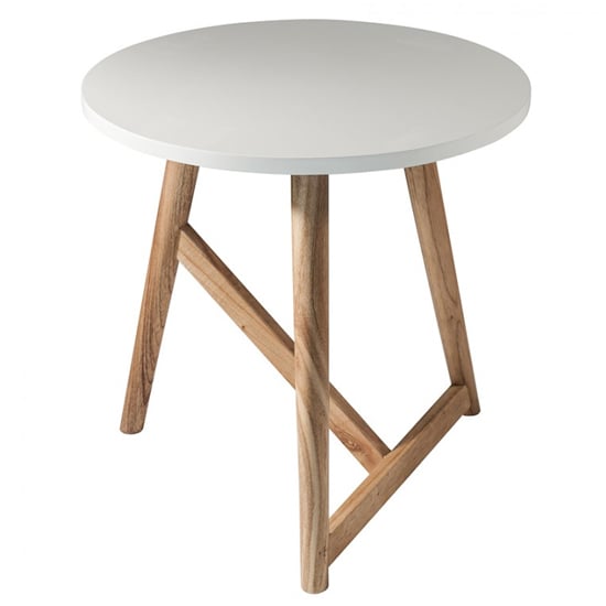 Hamar Wooden Round Side Table In White