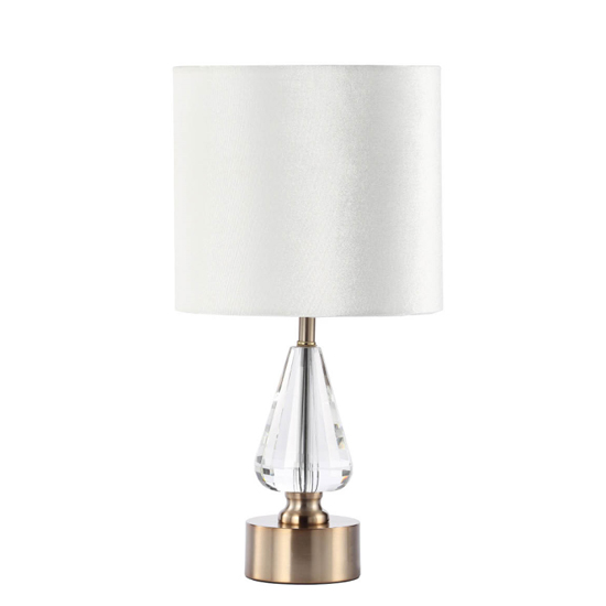 Hamburg Cream Velvet Shade Table Lamp With Crystal Base thumbnail