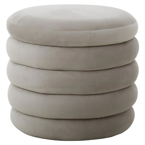 Product photograph of Hamburg Velvet Footstool Round In Cream from Furniture in Fashion