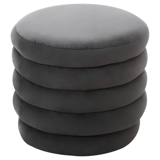 Hamburg Velvet Footstool Round In Graphite