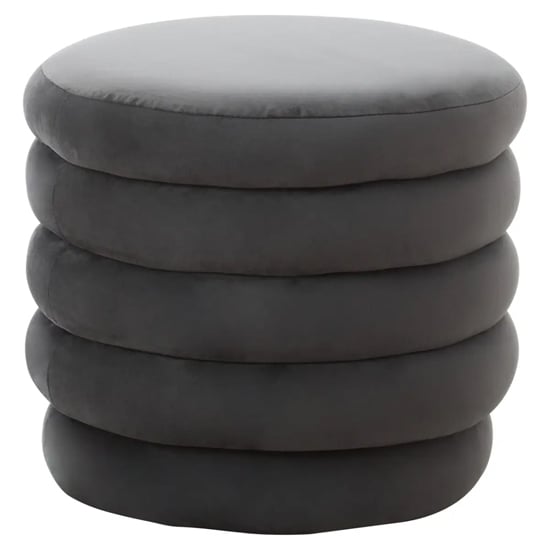 Product photograph of Hamburg Velvet Footstool Round In Graphite from Furniture in Fashion