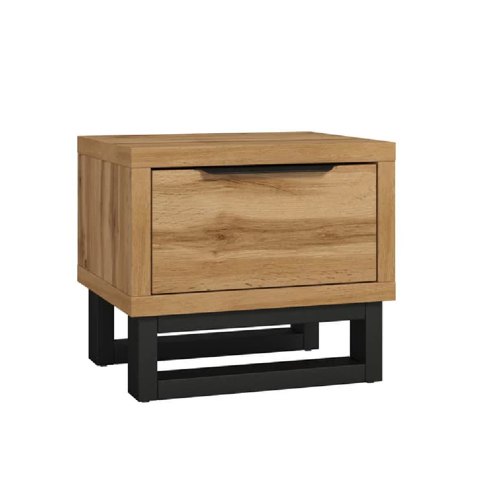 Hamburg Wooden Bedside Cabinet With 1 Drawer In Wotan Oak