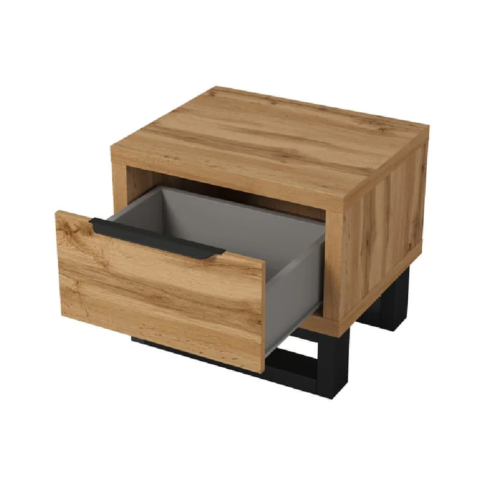 Hamburg Wooden Bedside Cabinet With 1 Drawer In Wotan Oak