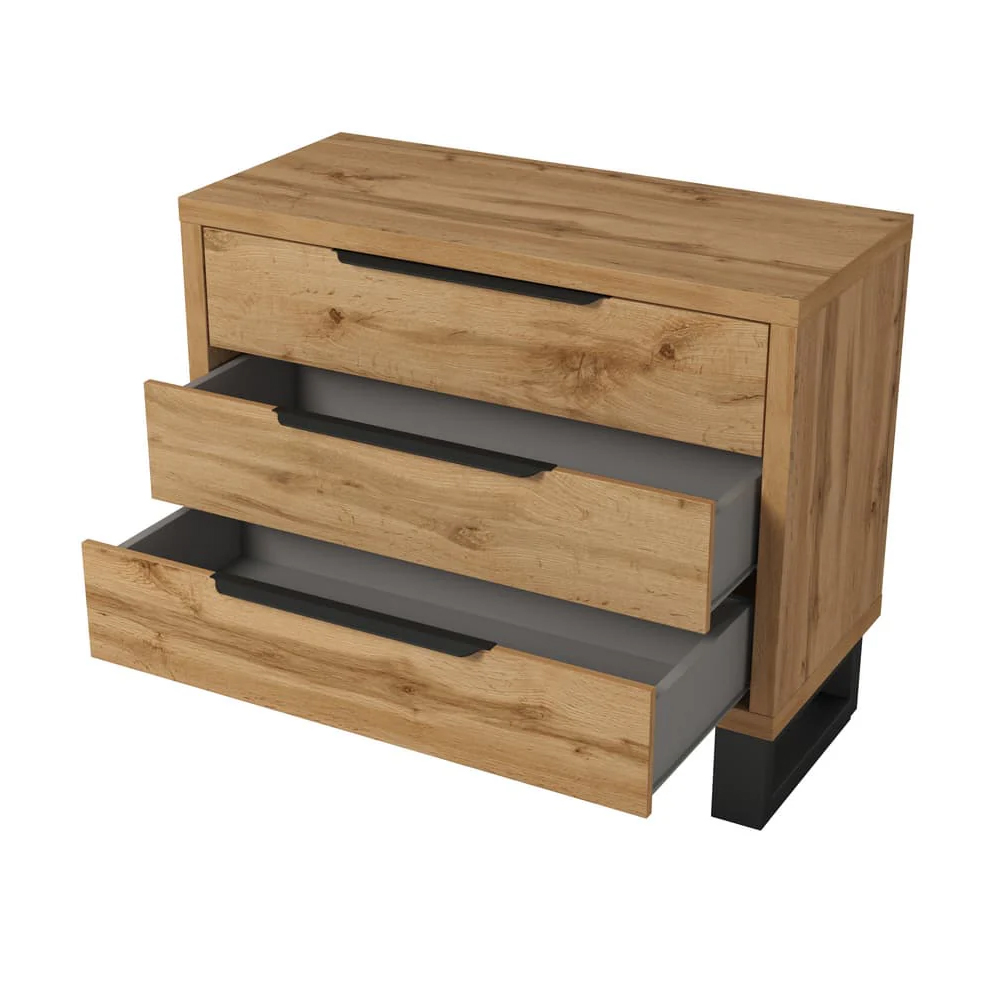 Hamburg Wooden Chest Of 3 Drawers In Wotan Oak