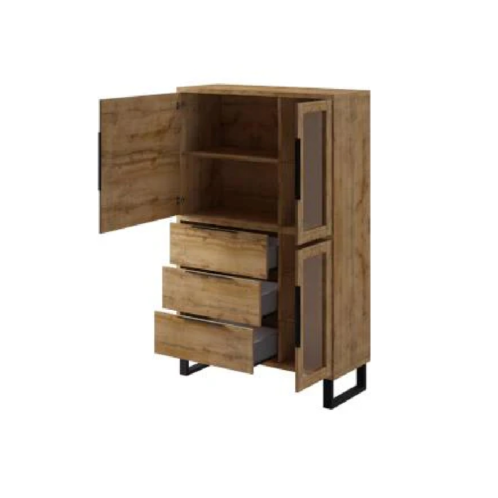 Hamburg Wooden Display Cabinet With 3 Doors In Wotan Oak