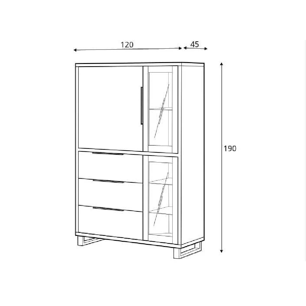 Hamburg Wooden Display Cabinet With 3 Doors In Wotan Oak
