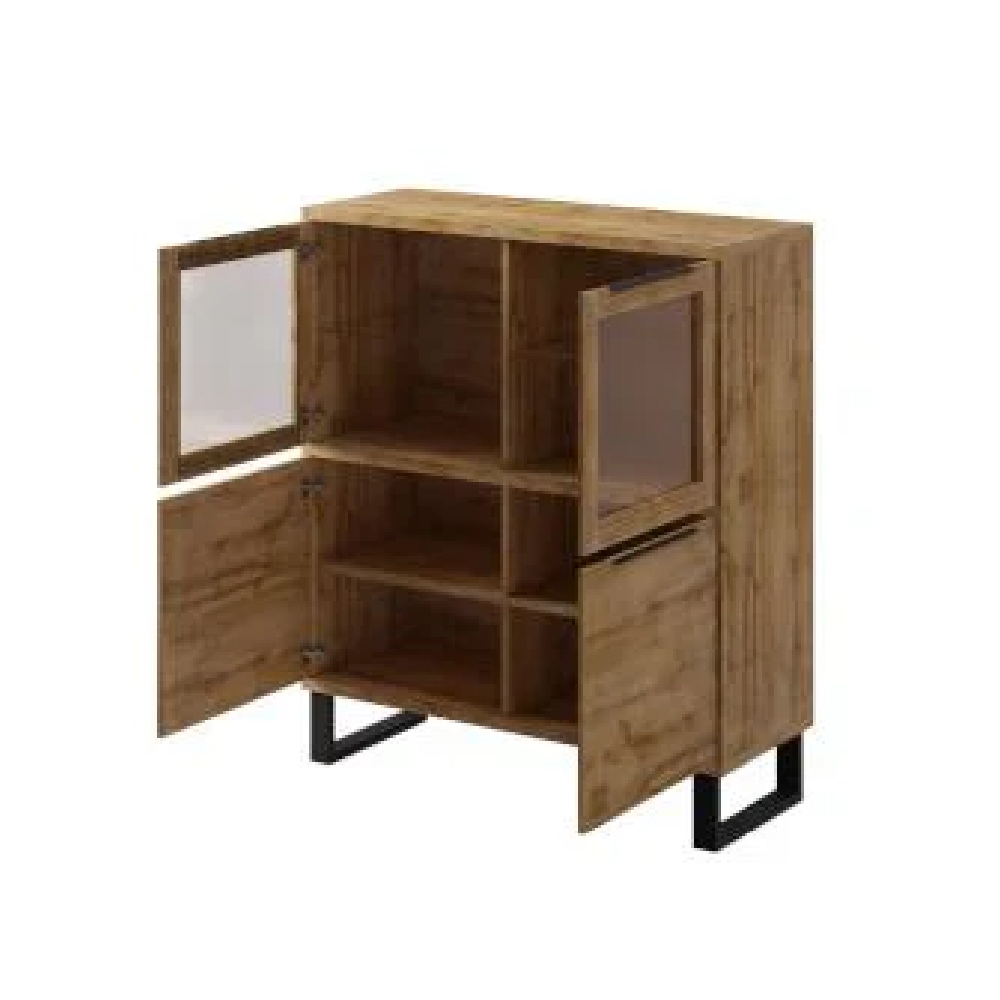 Hamburg Wooden Display Cabinet With 4 Doors In Wotan Oak