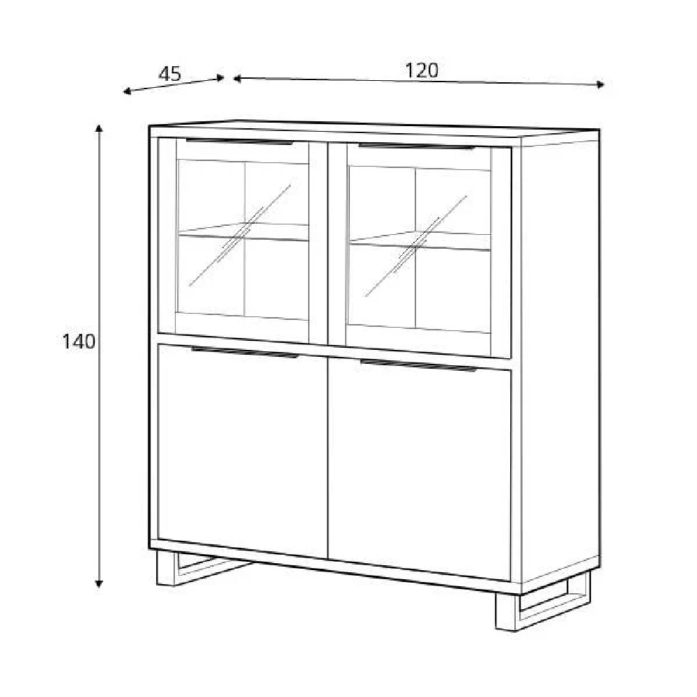 Hamburg Wooden Display Cabinet With 4 Doors In Wotan Oak