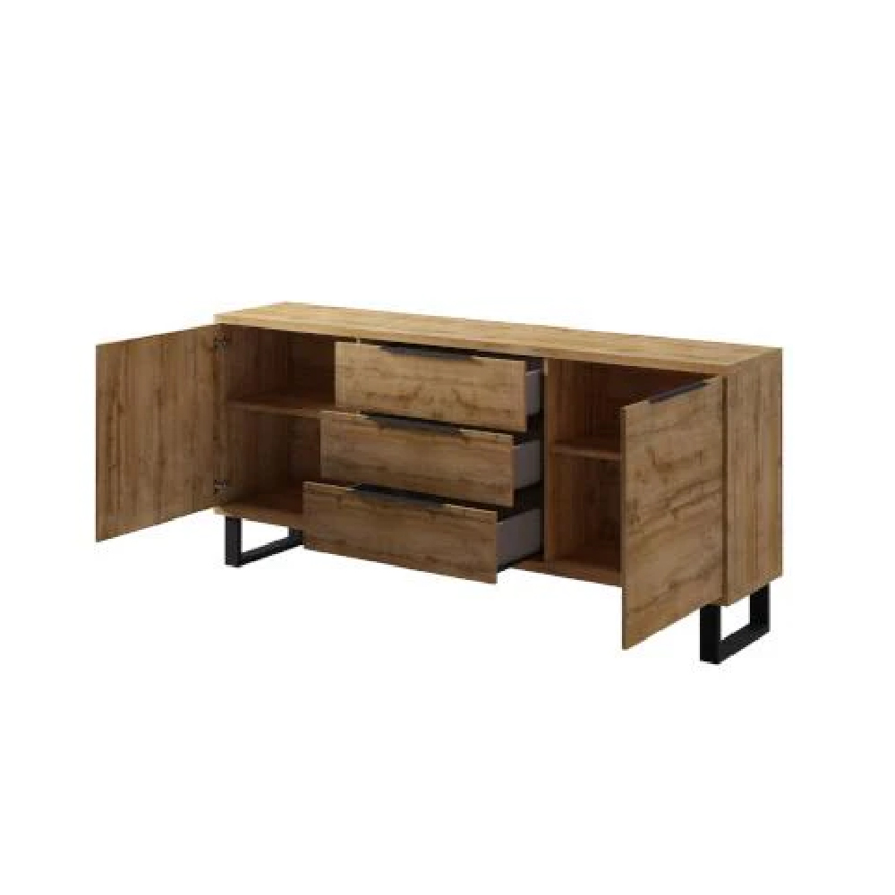 Hamburg Wooden Sideboard With 2 Doors 3 Drawers In Wotan Oak