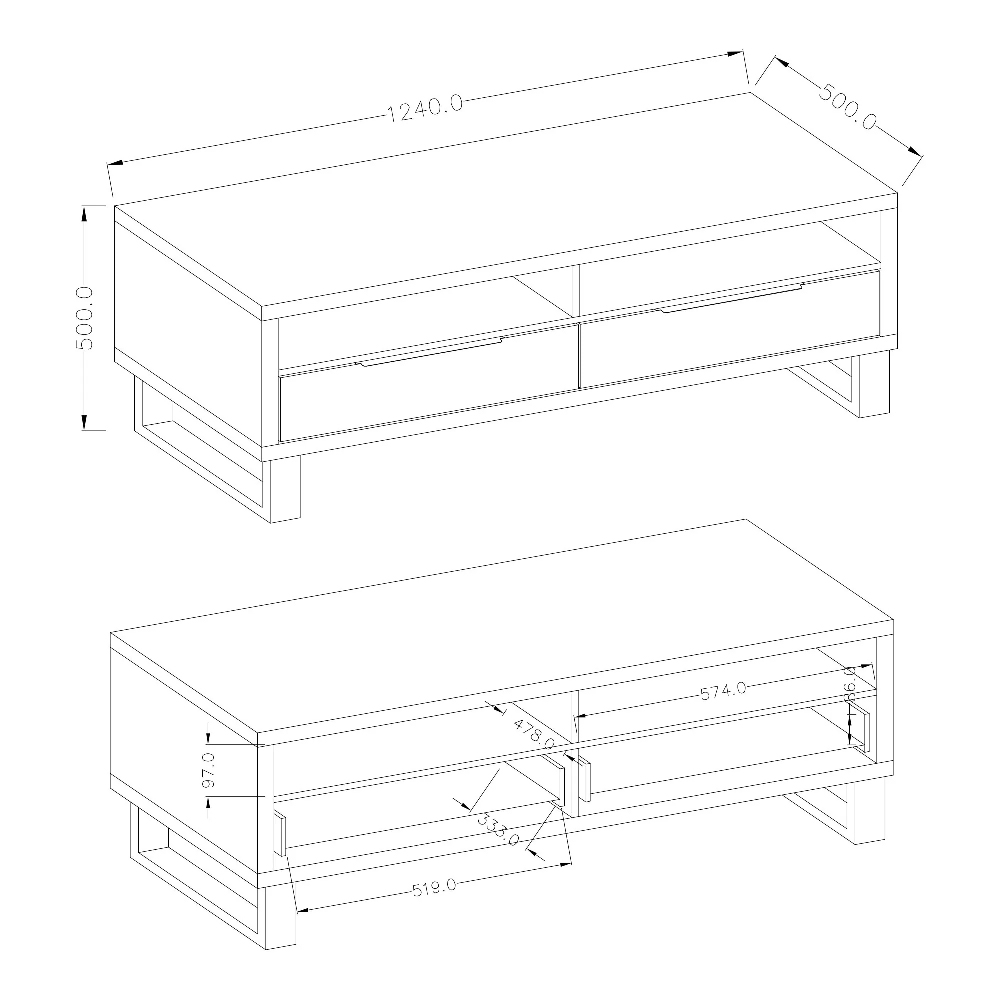 Hamburg Wooden TV Stand With 2 Drawers In Wotan Oak