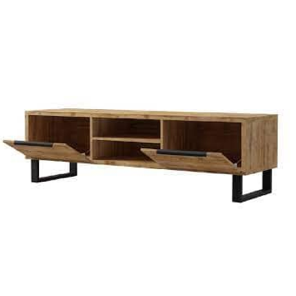 Hamburg Wooden TV Stand With 2 Flip Doors In Wotan Oak