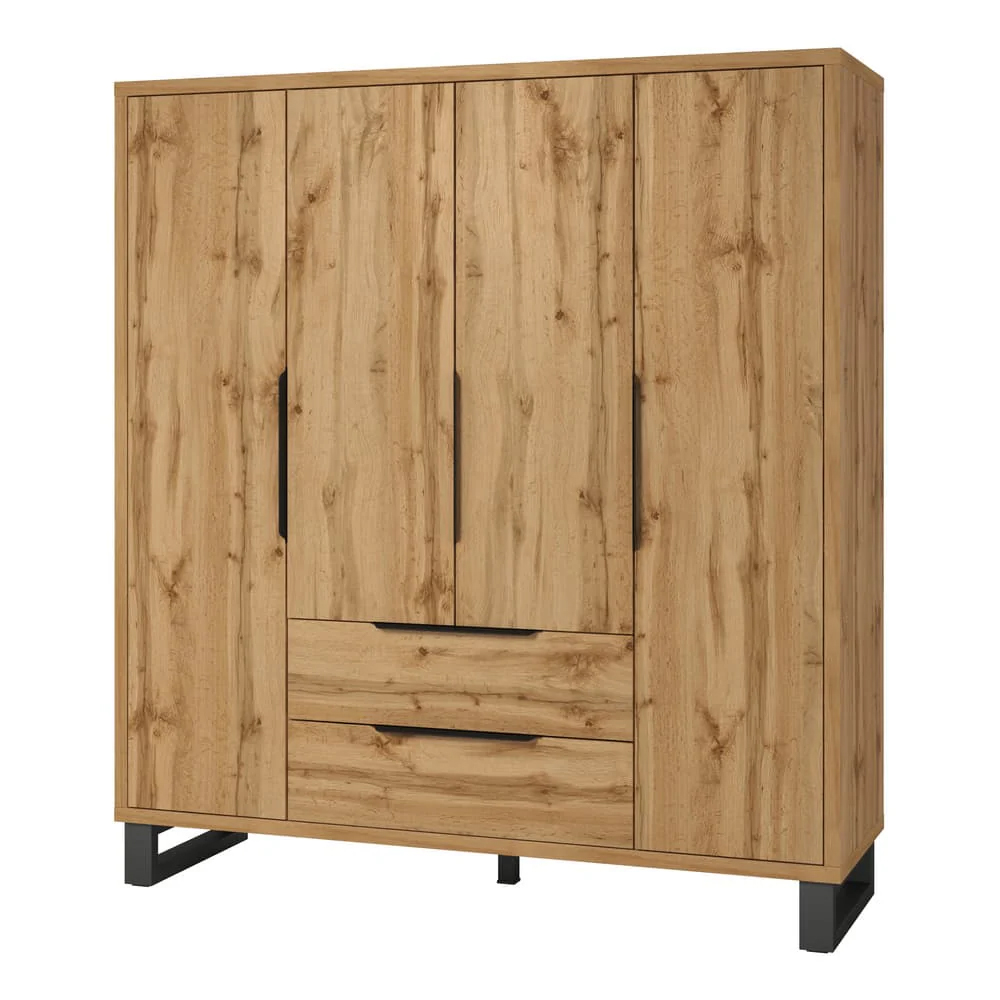 Hamburg Wooden Wardrobe With 4 Doors In Wotan Oak