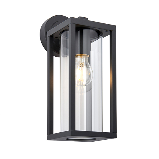 Hamden Clear Glass Wall Light In Textured Black
