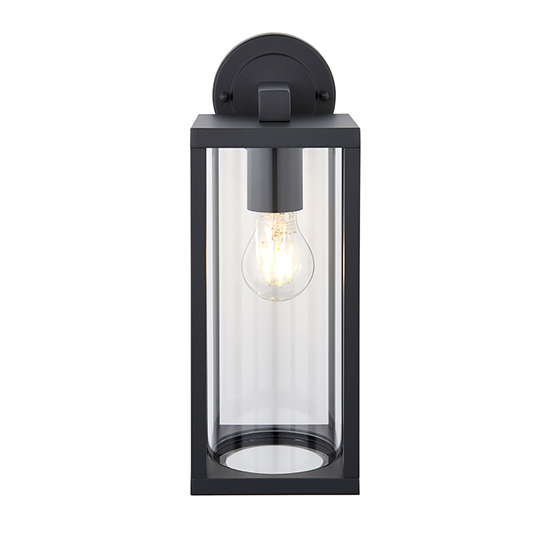 Hamden Clear Glass Wall Light In Textured Black