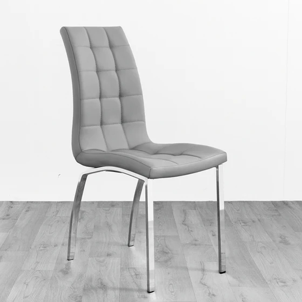 Hamden Grey PU Leather Dining Chairs In Pair