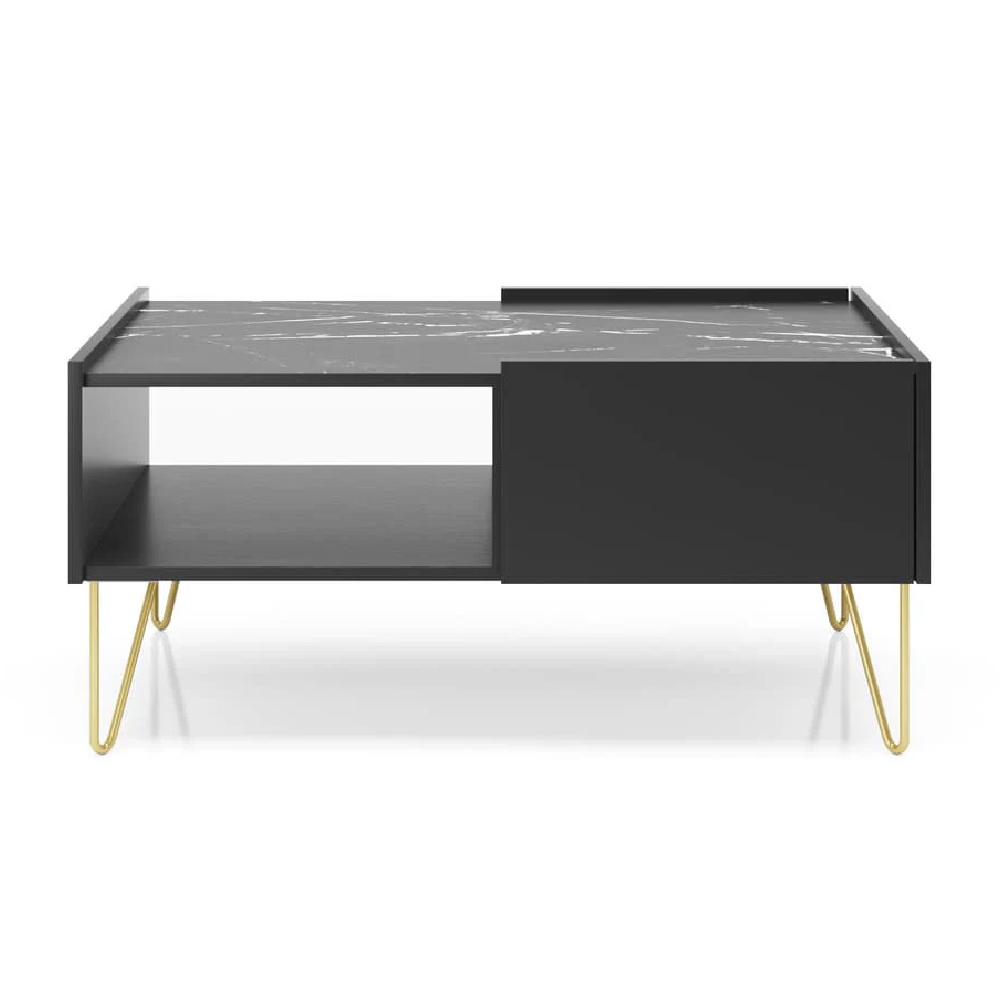 Hamden Wooden Coffee Table With 2 Drawers In Black