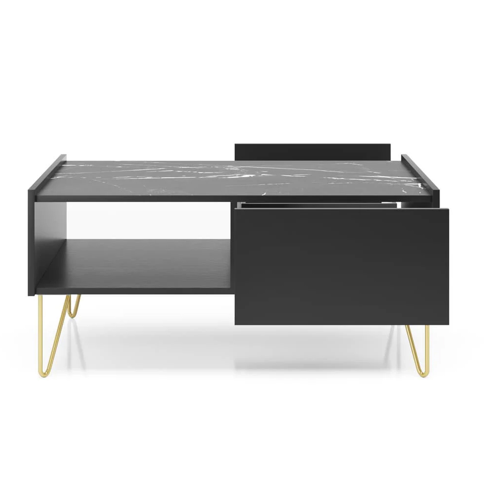 Hamden Wooden Coffee Table With 2 Drawers In Black
