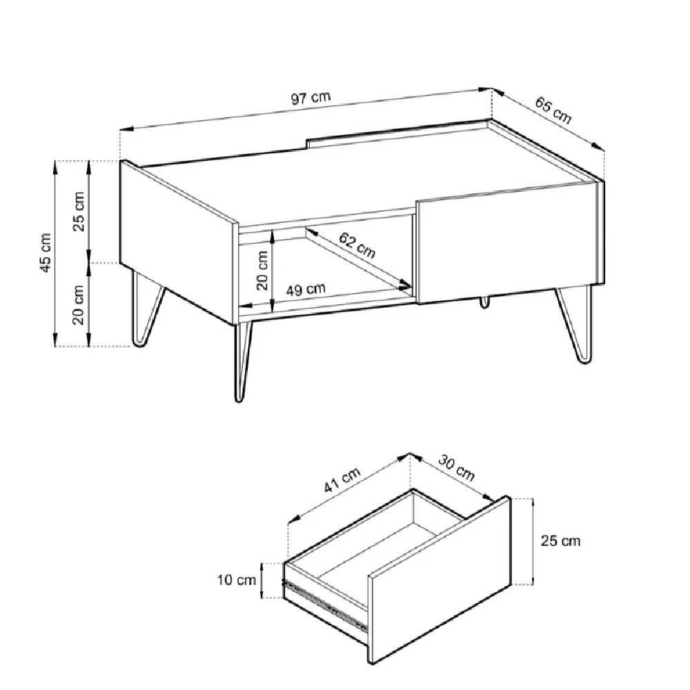 Hamden Wooden Coffee Table With 2 Drawers In Black