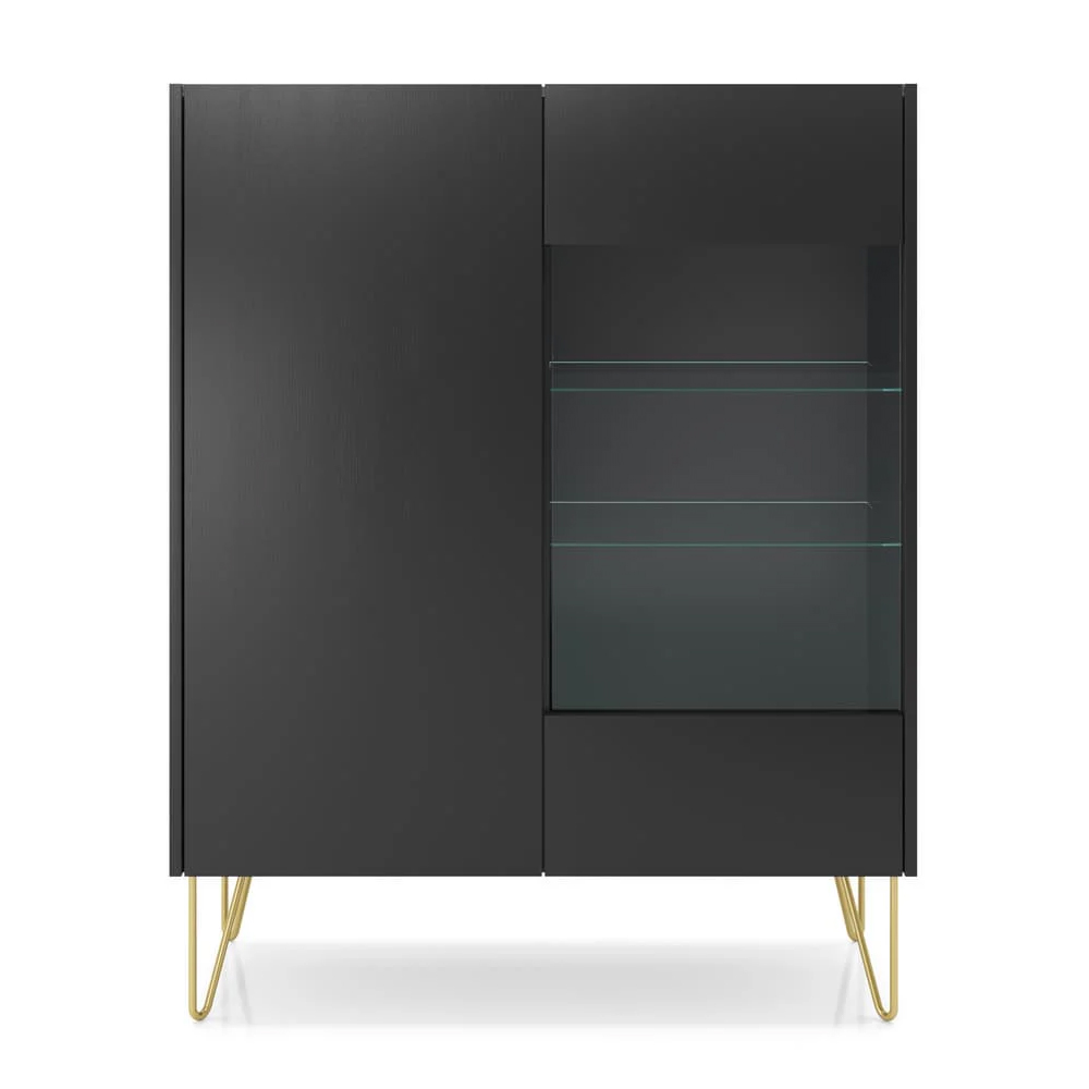 Hamden Wooden Display Cabinet With 2 Doors In Black