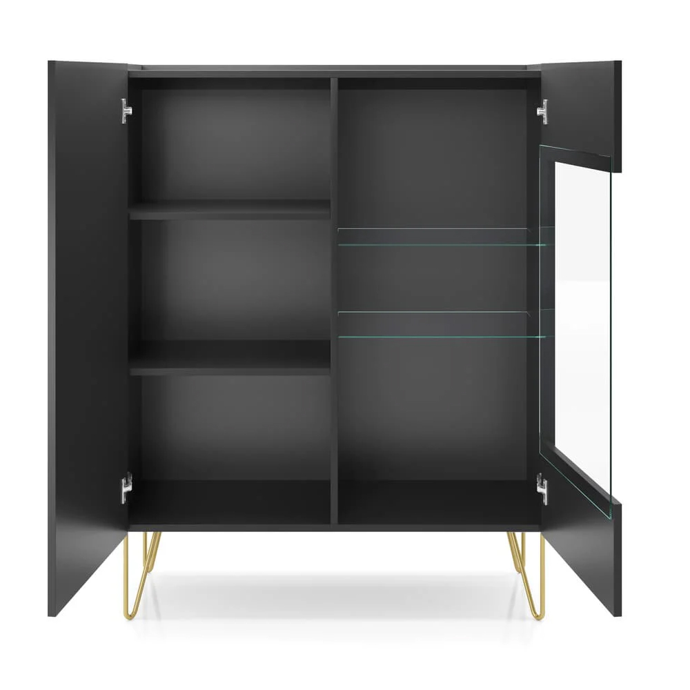 Hamden Wooden Display Cabinet With 2 Doors In Black