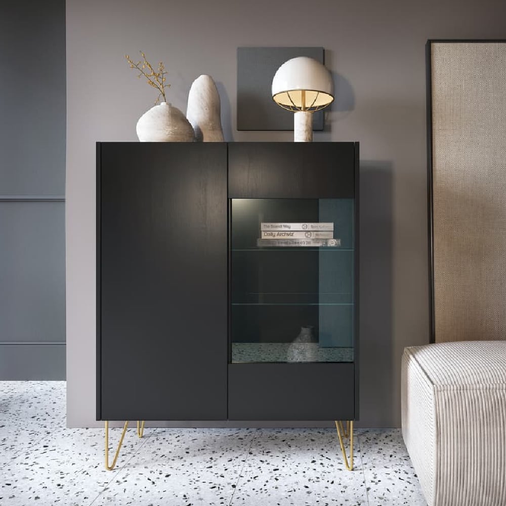 Read more about Hamden wooden display cabinet with 2 doors in black
