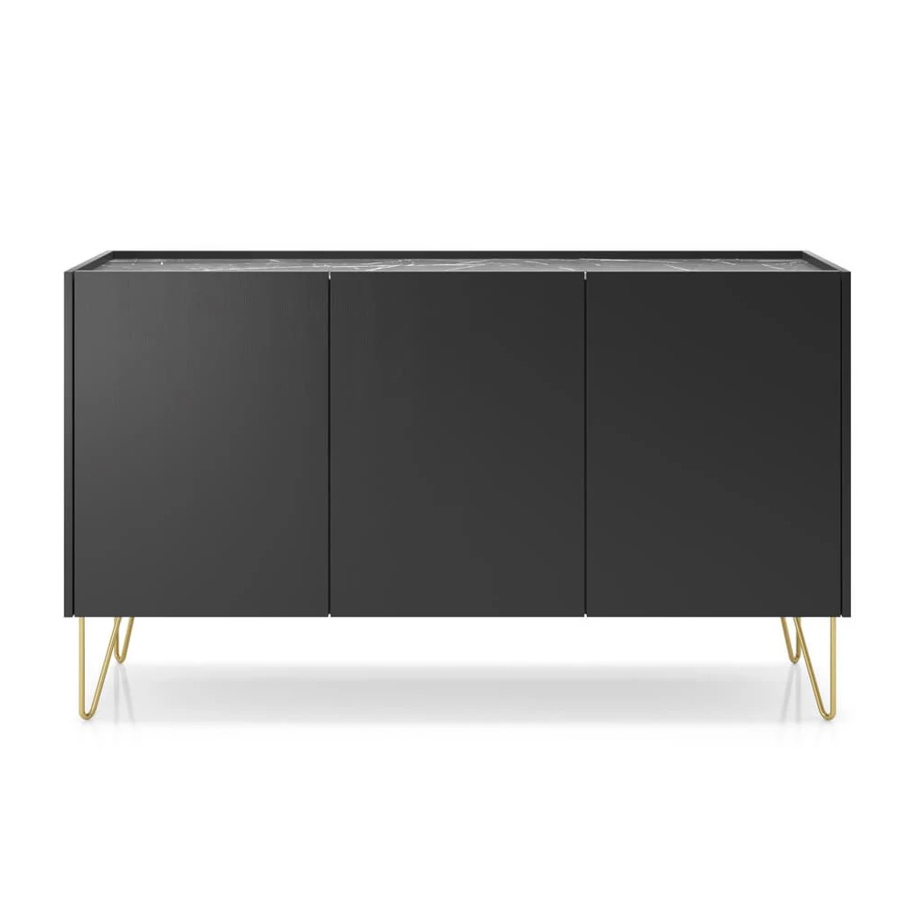 Hamden Wooden Sideboard With 3 Doors In Black