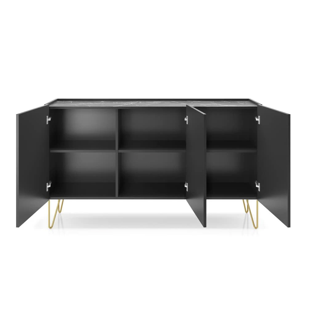 Hamden Wooden Sideboard With 3 Doors In Black