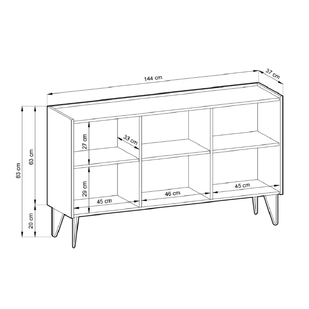 Hamden Wooden Sideboard With 3 Doors In Black