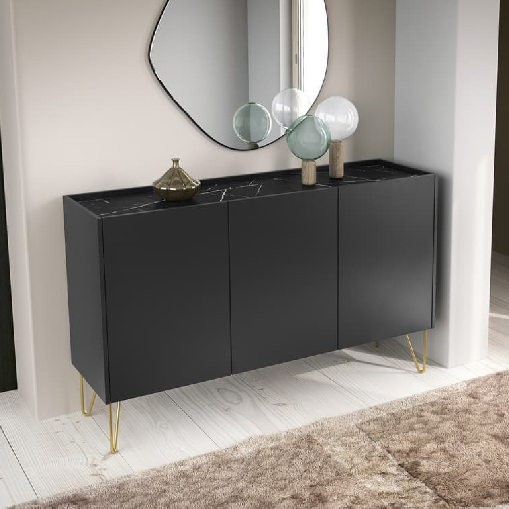 Read more about Hamden wooden sideboard with 3 doors in black