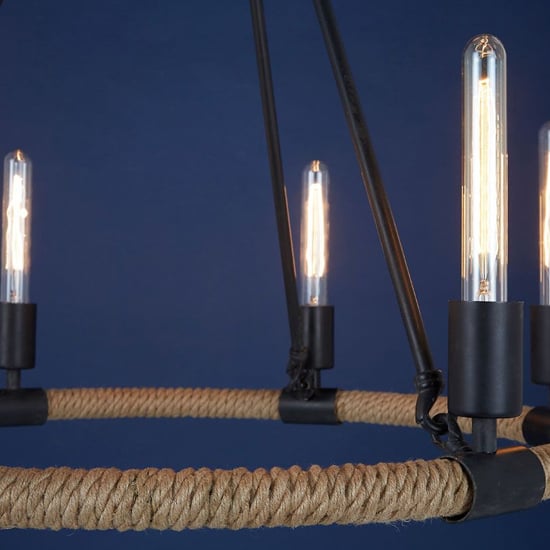 Hamel 6 Bulbs Chandelier Ceiling Light In Natural And Black