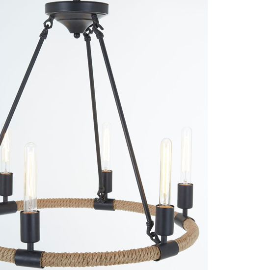 Hamel 6 Bulbs Chandelier Ceiling Light In Natural And Black