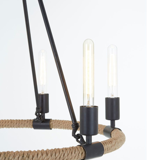 Hamel 6 Bulbs Chandelier Ceiling Light In Natural And Black