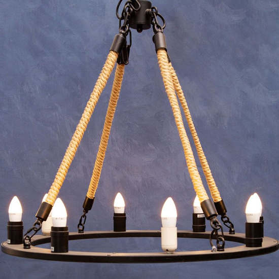 Hamel 8 Bulbs Chandelier Ceiling Light In Natural And Black