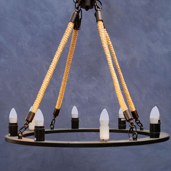 Hamel 8 Bulbs Chandelier Ceiling Light In Natural And Black