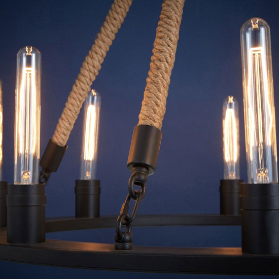 Hamel 8 Bulbs Chandelier Ceiling Light In Natural And Black